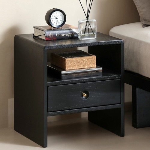 北欧中古实木床头柜家用卧室边柜