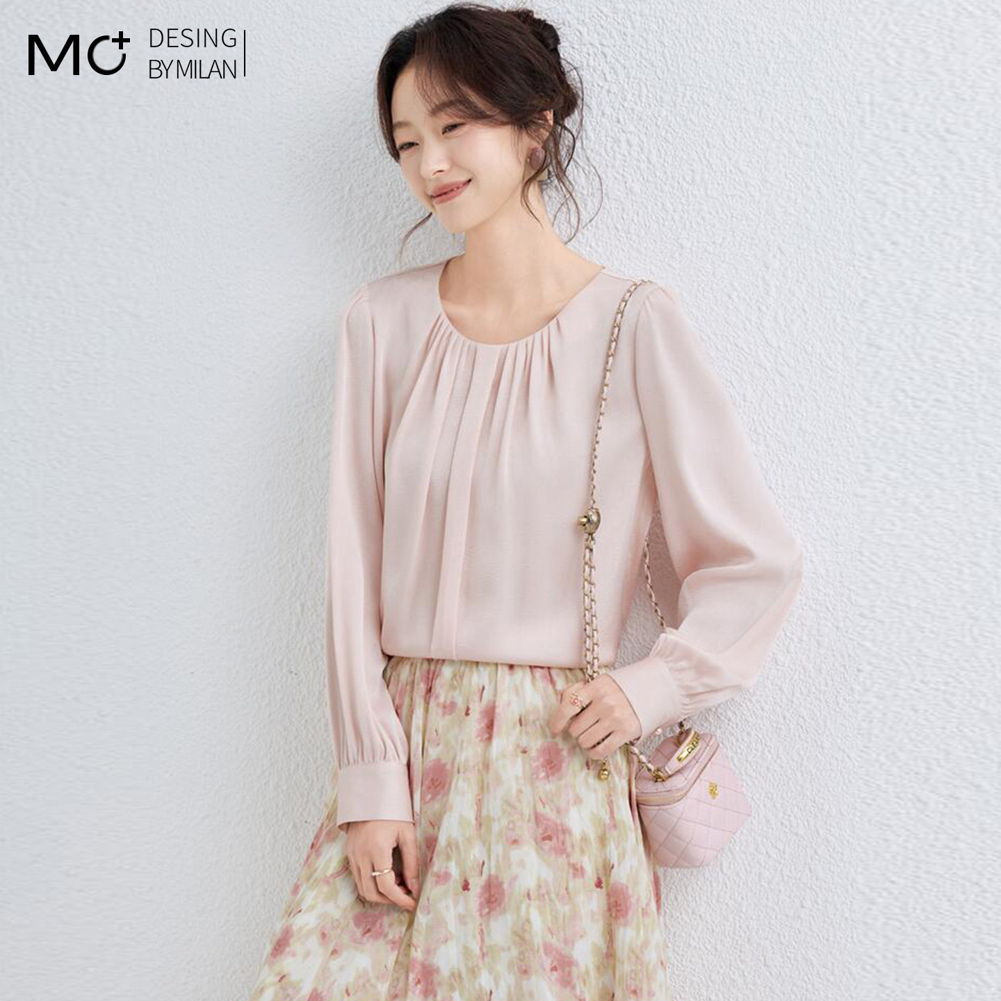 2026春装新款长袖雪纺衫女上衣洋气小衫打底衫显瘦遮肚子衬衫百搭