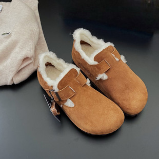 UGG河南桑坡雪地靴羊皮毛一体女鞋勃肯鞋一脚蹬加厚羊毛棉鞋女全