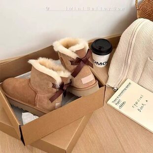 UGG桑坡雪地靴女羊皮毛一体2026新款冬季加厚短筒棉鞋防滑保暖面
