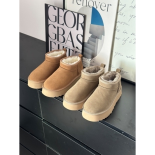 UGG防水版厚底雪地靴女桑坡mini冬雨同款短靴皮毛一体东北加厚松