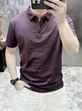 高档翻领印花短袖T恤男夏季时尚百搭透气半袖体恤品质男装63206