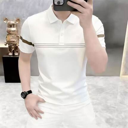 高档夏季男士潮流简约翻领短袖T恤POLO衫时尚百搭半袖男装2528