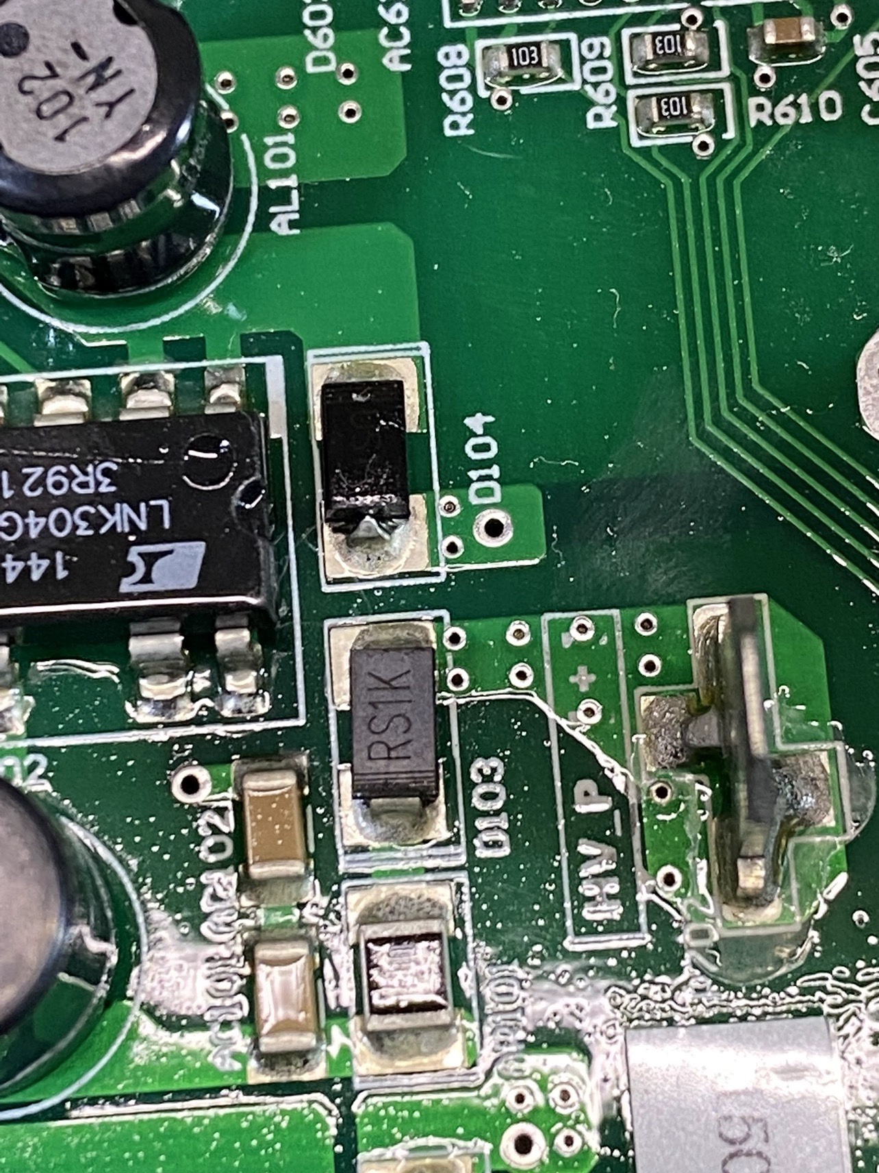 原装进口【仙童】1A800V快恢复二极管DO214AC丝印RS1K