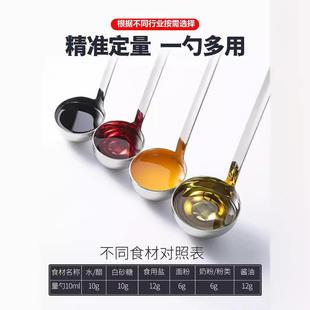 新款不锈钢带钩量勺商用克数勺长柄奶茶计量勺定量汤油勺盎司安士