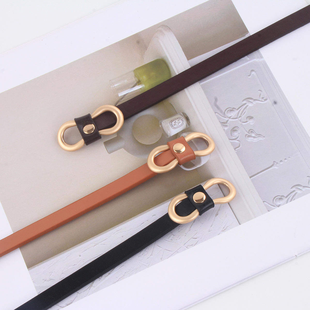 新款女士无孔西装细腰带百搭打结装饰皮带时尚黑色配连衣裙子毛衣