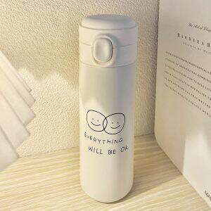 新款 韩版ins男女保温杯卡通小狗早睡早起学生情侣少女防摔随手杯