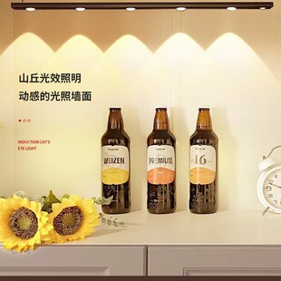 新款智能led人体灯猫眼灯条自粘衣柜酒柜橱柜灯带感应夜灯家用小