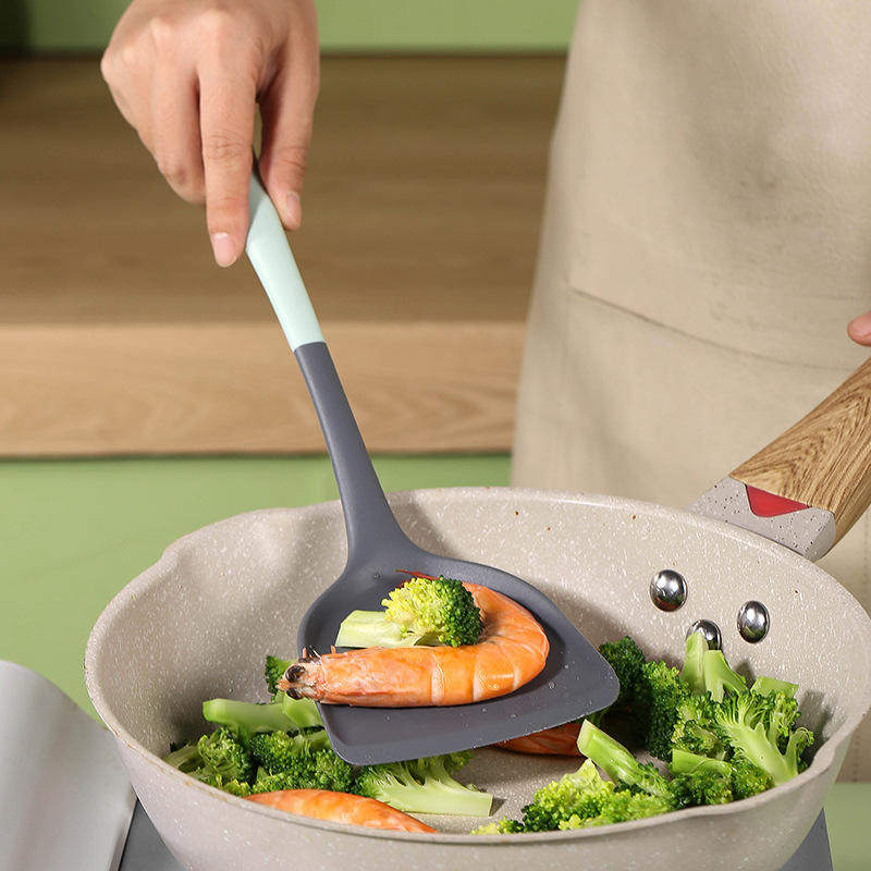 新款灰绿色硅胶铲锅铲不粘锅专用勺子铲子汤勺家用炒菜耐高温厨具