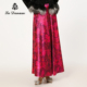 冬季 玫红色醋酸印花半身裙半裙子大摆长裙 Danum阿丹娜女装 新款