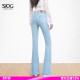 浅蓝喇叭裤 SJOG显腿长～ 女高腰提臀修身 显瘦微喇牛仔裤 子 春季