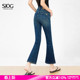 女小个子微喇裤 SJOG版 提臀喇叭牛仔裤 显瘦九分高腰修身 型巨赞
