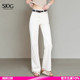 女春宽松拖地长裤 垂感白色高腰阔腿牛仔裤 抗皱 SJOG松弛感直筒