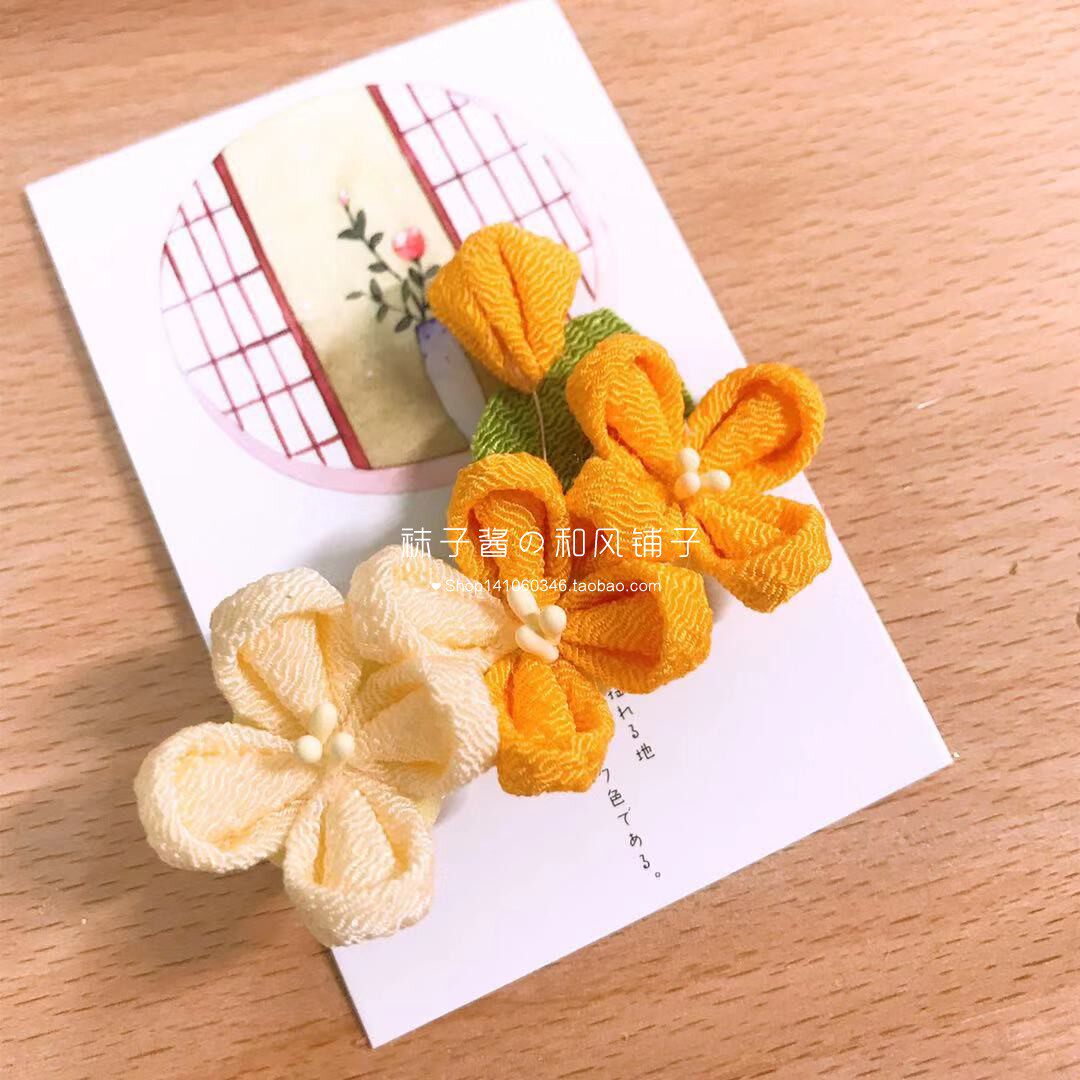 【袜子酱】桂花 日系古风和风绉布发饰 和服浴衣汉服写真配饰边夹