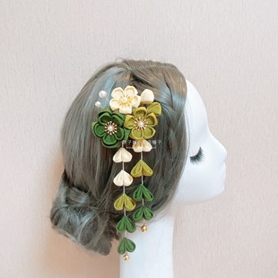 【阿绿】日系古风手作和风绉布发饰和服浴衣汉服写真配饰边边夹