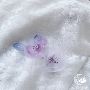 【夜梦】 原创真丝烫花紫色汉服古风头饰仙女玫瑰花旗袍日常发夹