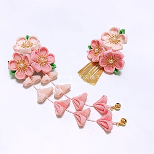 【樱花】粉 日系古风手作和风绉布发饰和服浴衣汉服写真配饰边