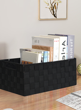 编织布艺黑色收纳盒 收纳筐书本收纳神器汽车后备箱收纳箱收纳篮