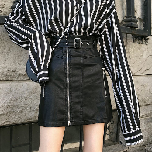 大码小皮裙遮肚子短裙半身裙显瘦