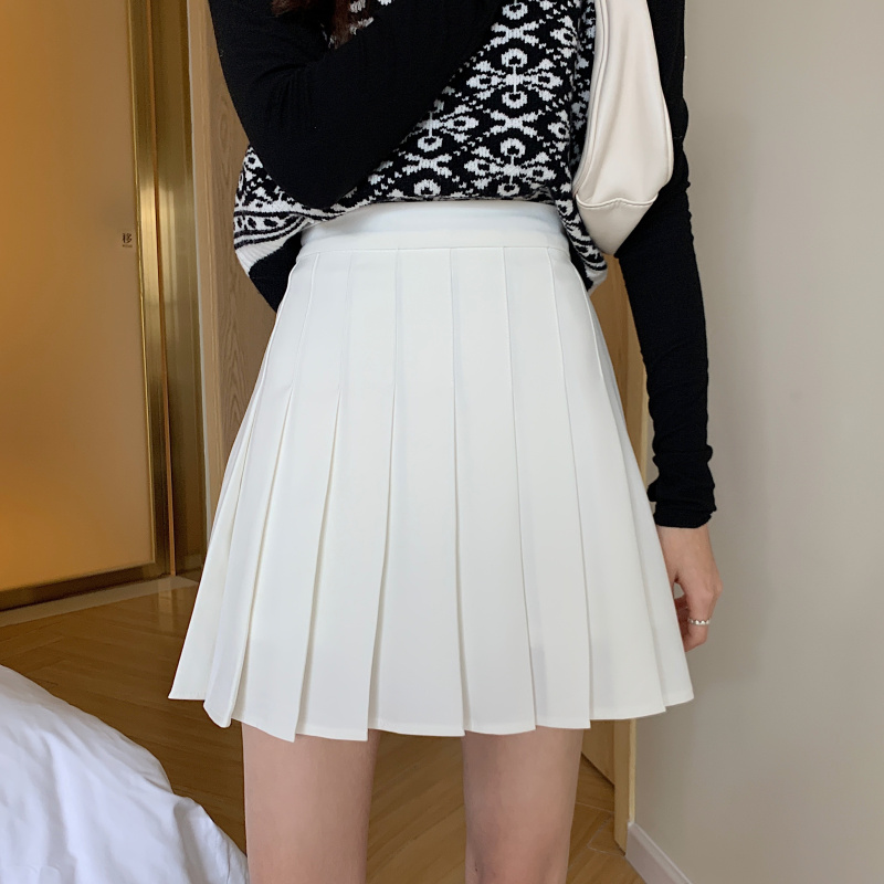 jk学院风新款a字大码胖mm百褶裙