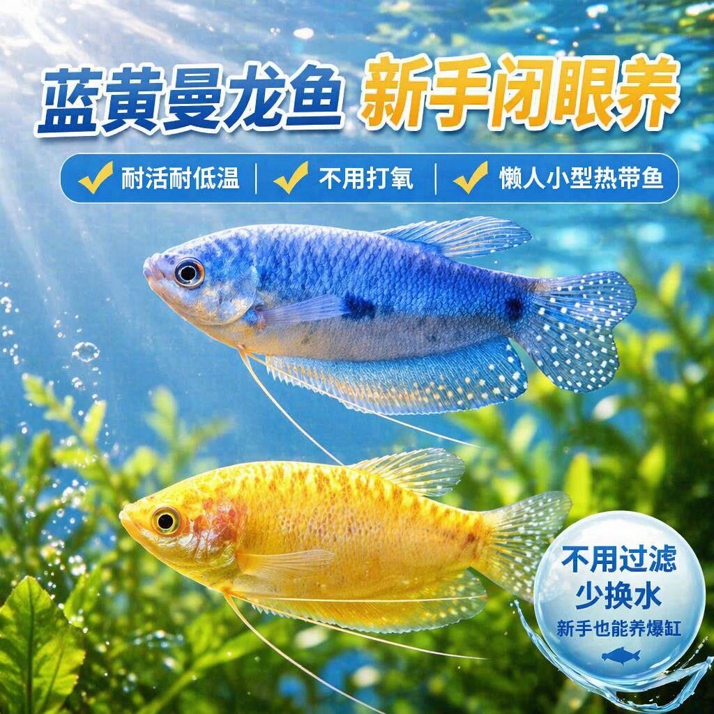曼龙鱼观赏鱼大号淡水热带鱼黄色蓝色免打氧新手好养耐活招财丽丽