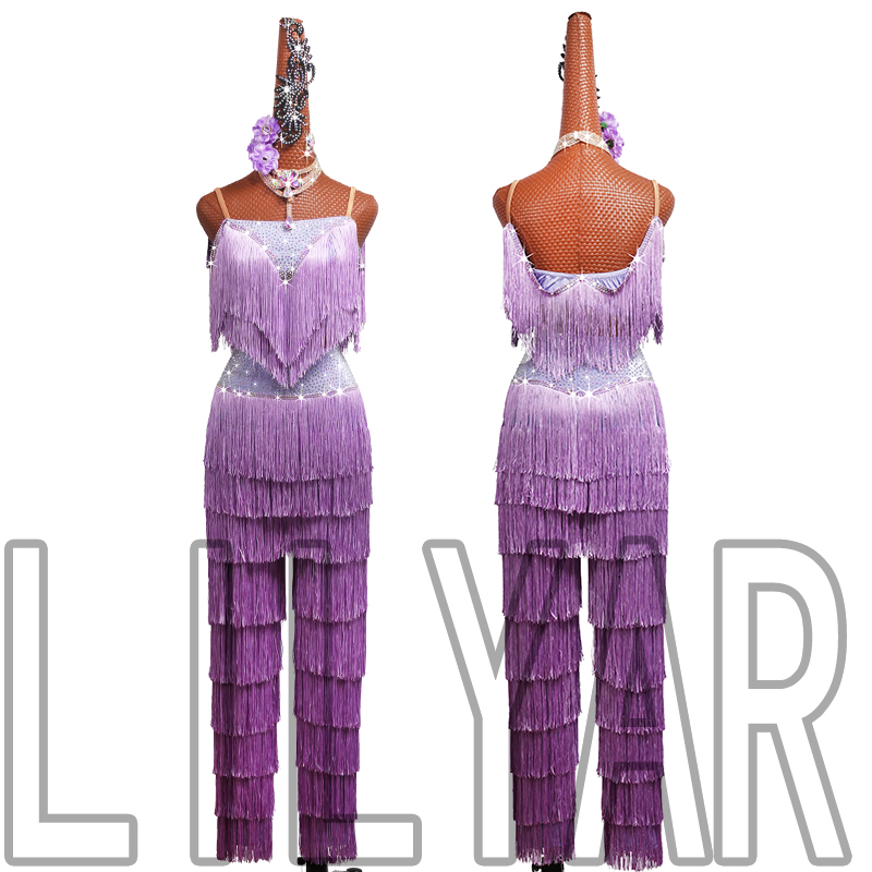 LILYAR新款紫色长腿舞裙