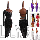 新款 拉丁舞比赛服腰带牛仔恰恰少儿成人表演服演出服黑色珠管闪钻