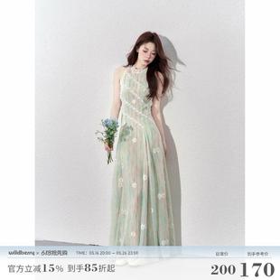 一颗小野莓无袖 气质甜美收腰显瘦碎花长裙子 背心连衣裙女夏季 法式