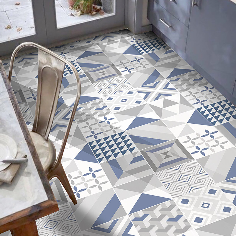 地中海风格地砖贴纸厨房瓷砖翻新地面阳台地板贴防水防滑自粘加厚