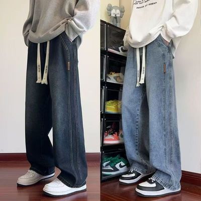 冬季加绒保暖牛仔裤男士宽松直筒