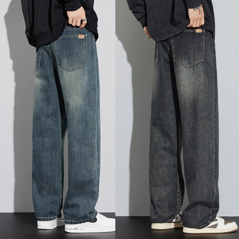 春季阔腿牛仔裤男士2026新款春秋季美式复古宽松直筒休闲长裤子男,男装,牛仔裤,淘宝优惠券,粉丝福利购,淘宝优惠卷