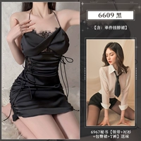 [Упаковка из 2 предметов] Юбка с прикрытием для груди Pure Lust (черная) + сексуальная секретарша (в комплекте идут носки)