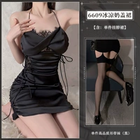 Черная юбка для молока чистое желание]+подвесные носки ремня