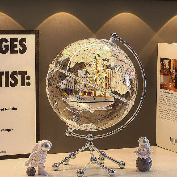 2026新款透明地球仪摆件轻奢高档高级客厅办公室酒柜桌面摆设卧室