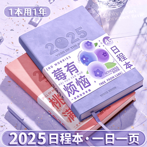 2025年日程本计划本笔记本日历本打卡本时间管理自律记事本子加厚一日一页效率工作管理表每日时间管理手帐本