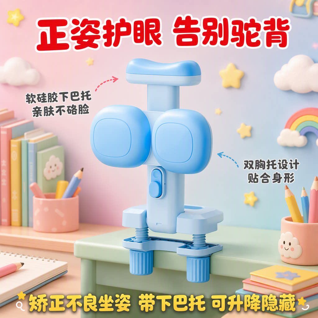 小学生坐姿矫正器儿童可托下巴写字姿势正姿纠正防低头视力保护器写作业书写矫正弯腰驼背护眼学习桌书桌支架