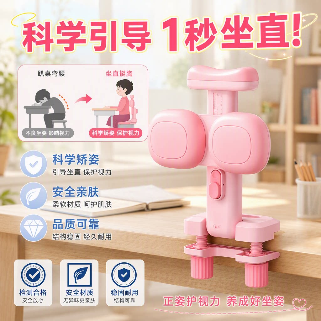 小学生坐姿矫正器儿童可托下巴写字姿势正姿纠正防低头视力保护器写作业书写矫正弯腰驼背护眼学习桌书桌支架