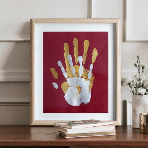 情侣diy手印相框纪念品七夕女情人全家福油画足印泥手模手掌印画