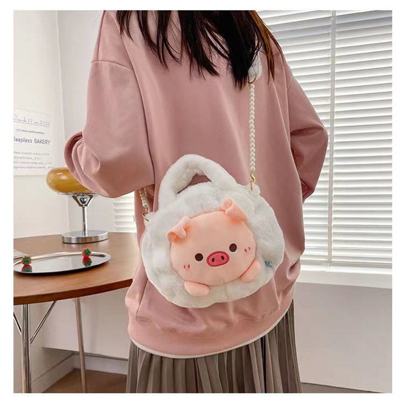 可爱毛绒包包卡通斜挎包儿童少女小动物毛茸单肩学生公仔玩偶小包