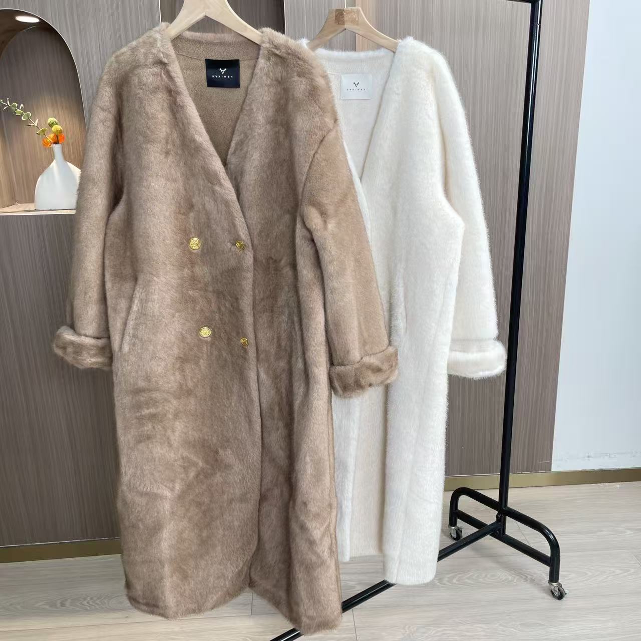 【断码清仓】佧 X10BPN8777 V领长款皮草