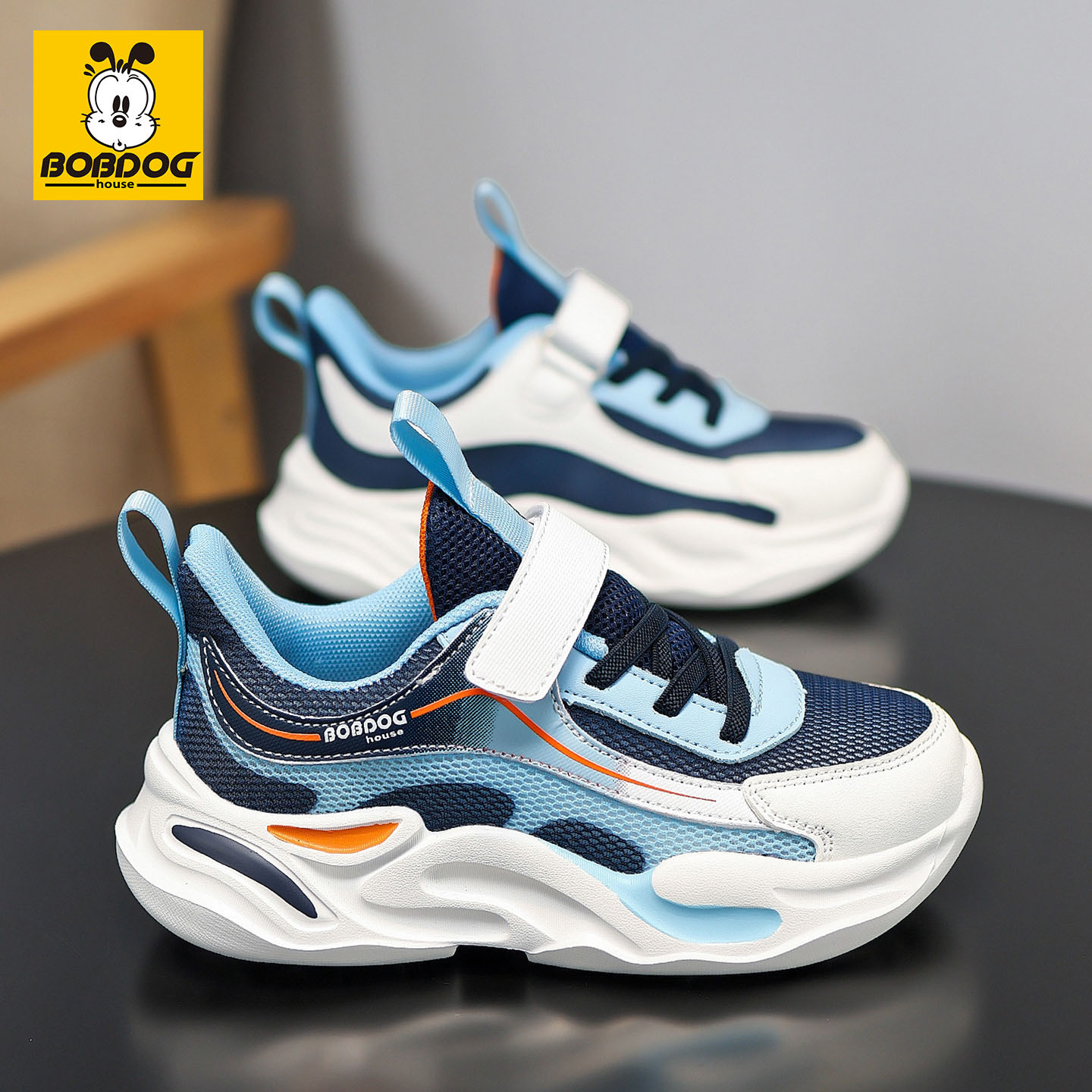 巴布豆男童鞋子2025春秋新款儿童运动鞋网面透气小学生休闲鞋中大