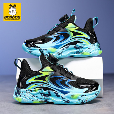巴布豆男童运动鞋2026春秋新款网面鞋子儿童软底休闲鞋夜间跑步鞋