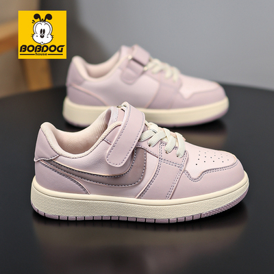 巴布豆女童板鞋2025新款春秋儿童运动鞋女孩软底休闲鞋小学生皮面