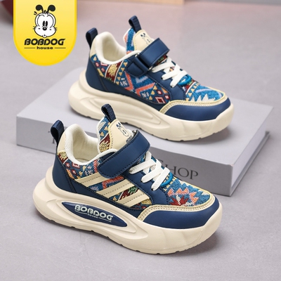 巴布豆男童运动鞋2025春秋新款网面透气小学生儿童鞋子软底休闲鞋