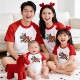马年红色亲子装 T恤一家三四口小月龄周岁过年全家福拍照 纯棉短袖