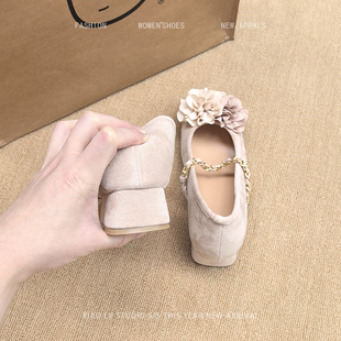 内增高8cm新中式山茶花晚风温柔玛丽珍鞋女小个子配裙子国风单鞋