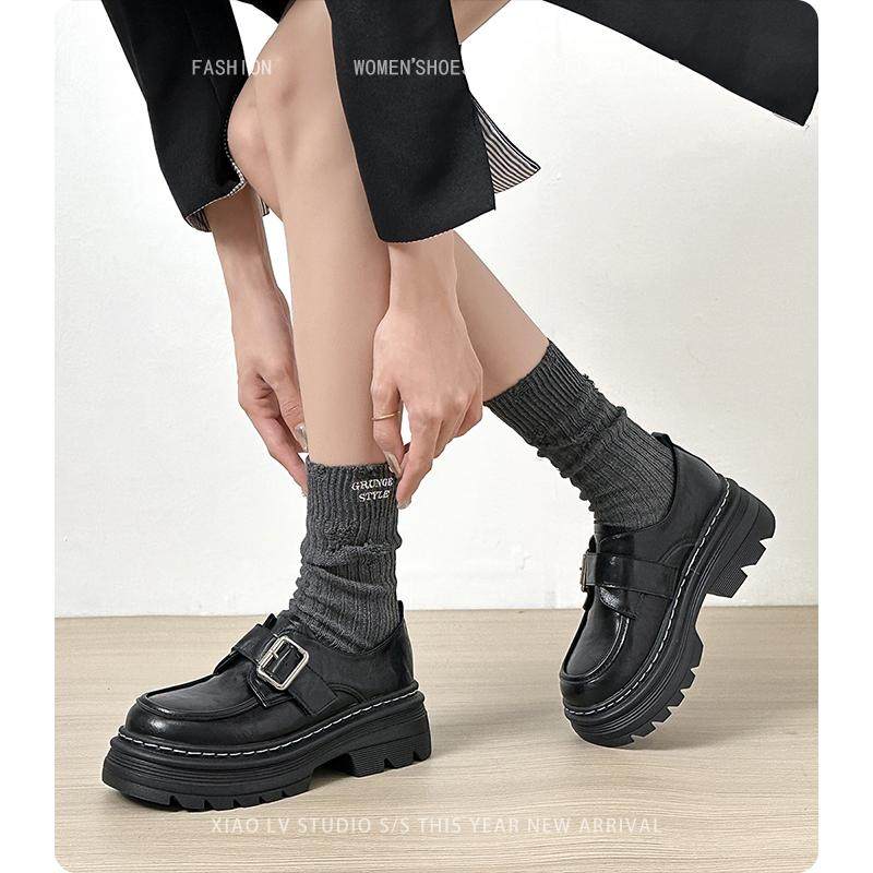 小皮鞋女2025春季新款厚底单鞋一脚蹬学院风乐福鞋大码女鞋41一43,女鞋,乐福鞋（豆豆鞋）,淘宝优惠券,粉丝福利购,淘宝优惠卷