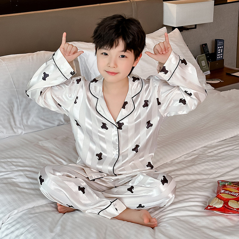 男童睡衣春秋款套装2026新款春季儿童家居服中大童春装男孩空调服