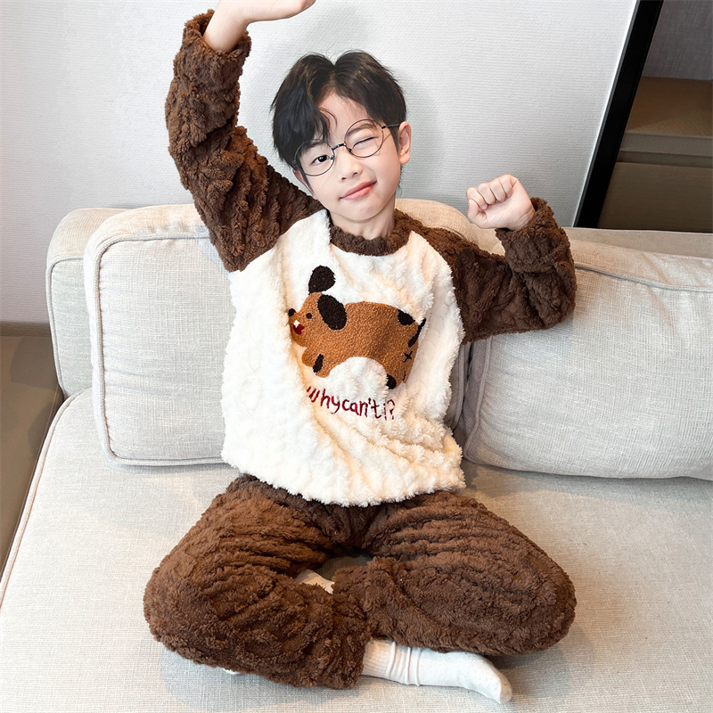 男童冬季家居服套装2025新款