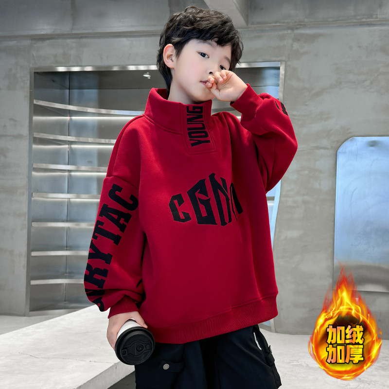 男童红色马年卫衣2026新款